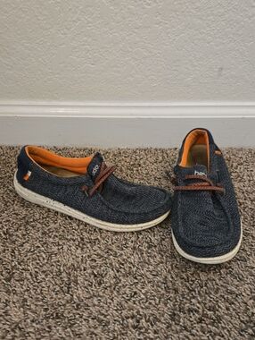 Hey Dude Casual Slip-On Loafers in Navy with Orange Lining